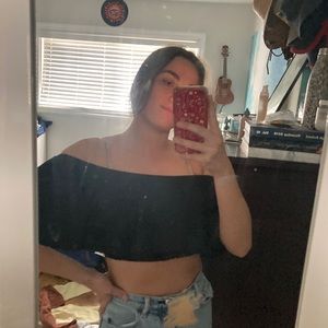 Off the shoulder flowy tube top